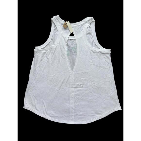 Victoria's Secret PINK Everyday Slit Open Back Tank Optic White Tropical XL NIP - Picture 2 of 2